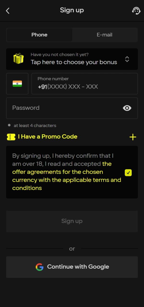 Sign up now to access the official Parimatch Aviator betting platform.